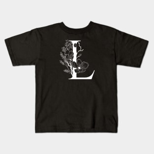 Letter L Monogram - Floral Initial Kids T-Shirt